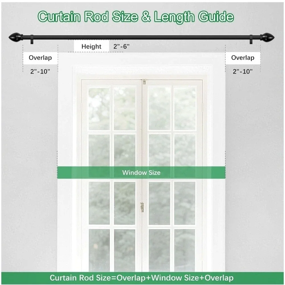Curtain Rods for Windows 16 to 48 inches, Curtain Rod Max Adjustable Length...